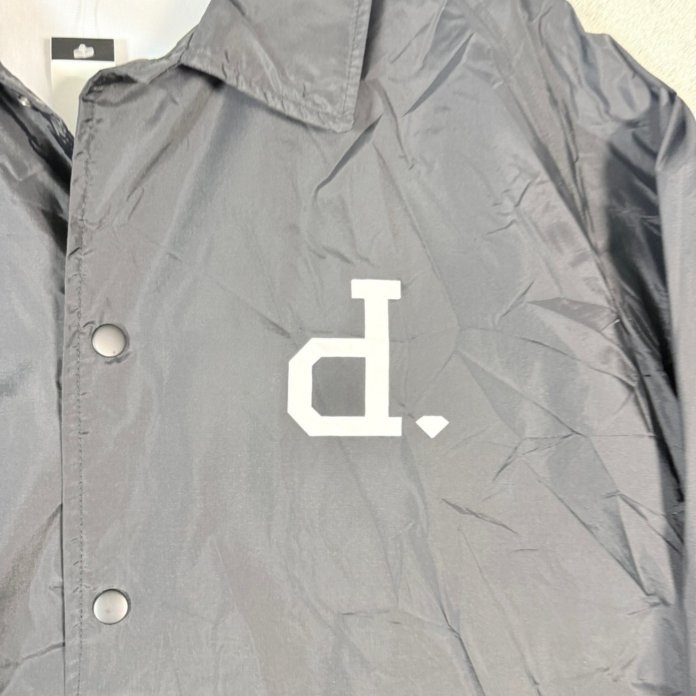Diamond Supply Co Mens 3XL Coaches Jacket Black Logo Snap Front Windbreaker - Picture 3 of 10